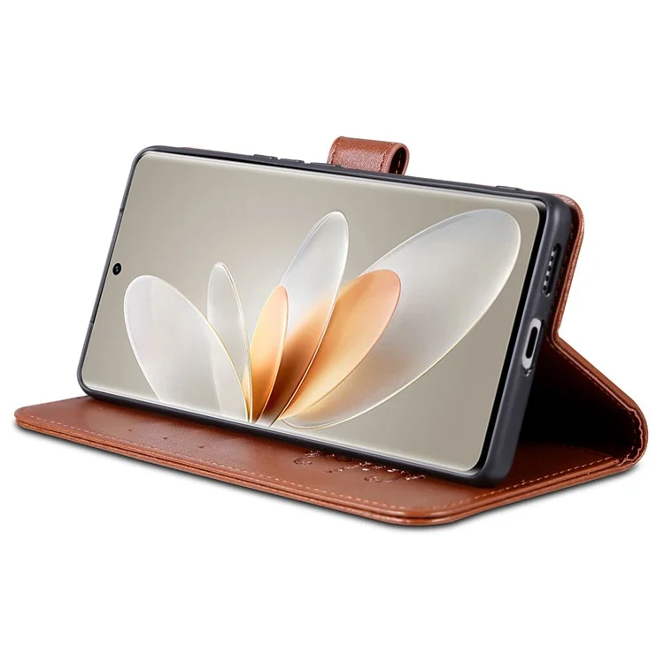 Estojo de Carteira de Couro AZNS para vivo S16 / S16 Pro, Capa de Telefone Celular Anti-queda - Marrom