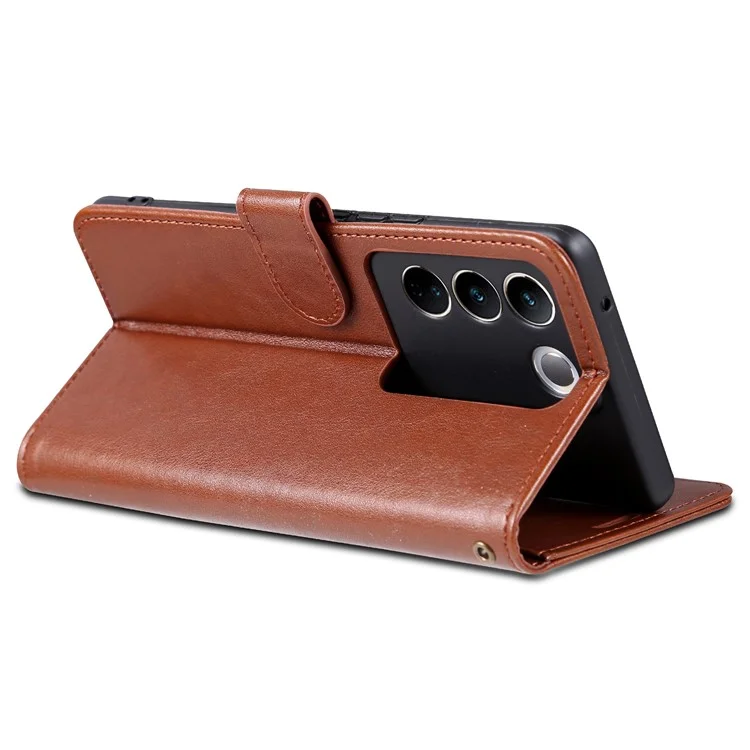 Estojo de Carteira de Couro AZNS para vivo S16 / S16 Pro, Capa de Telefone Celular Anti-queda - Marrom