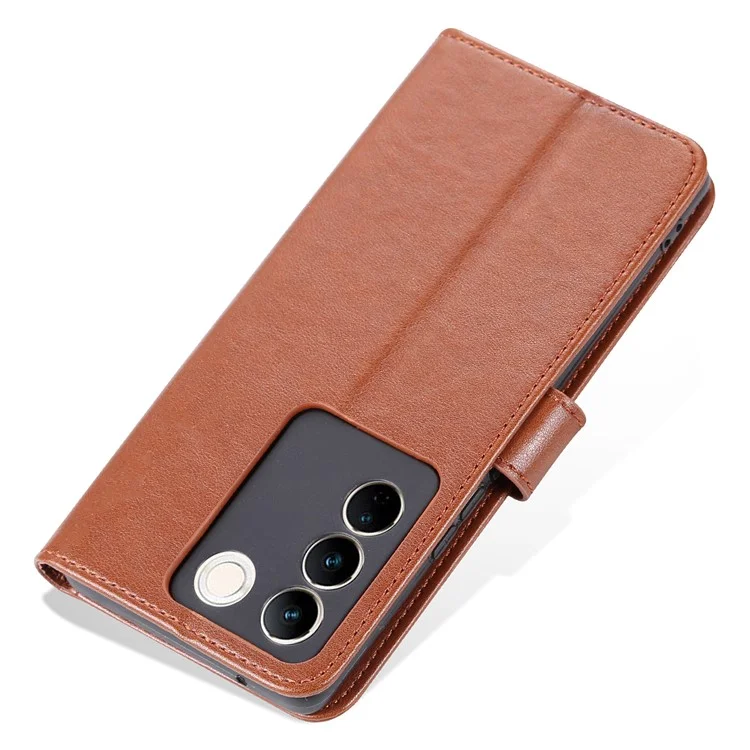 Estojo de Carteira de Couro AZNS para vivo S16 / S16 Pro, Capa de Telefone Celular Anti-queda - Marrom