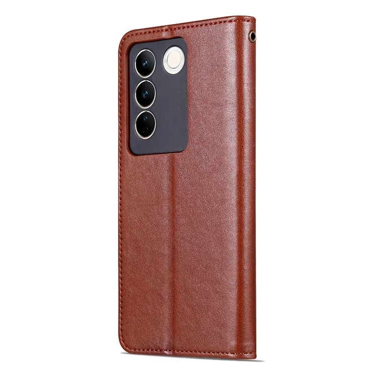 Estojo de Carteira de Couro AZNS para vivo S16 / S16 Pro, Capa de Telefone Celular Anti-queda - Marrom