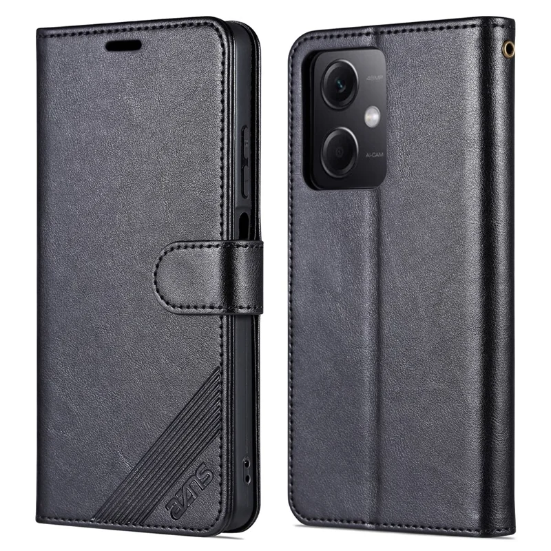 AZNS for Xiaomi Redmi Note 12 5G (Global) / (India) / (China) / Poco X5 5G PU Leather Phone Case Wallet Stand Phone Cover - Black