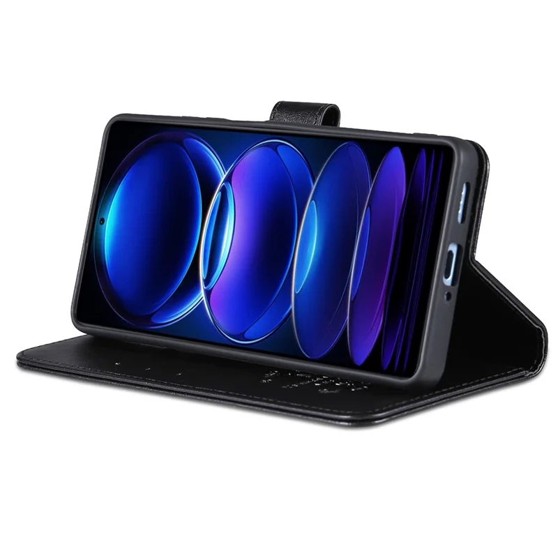 AZNS for Xiaomi Redmi Note 12 5G (Global) / (India) / (China) / Poco X5 5G PU Leather Phone Case Wallet Stand Phone Cover - Black