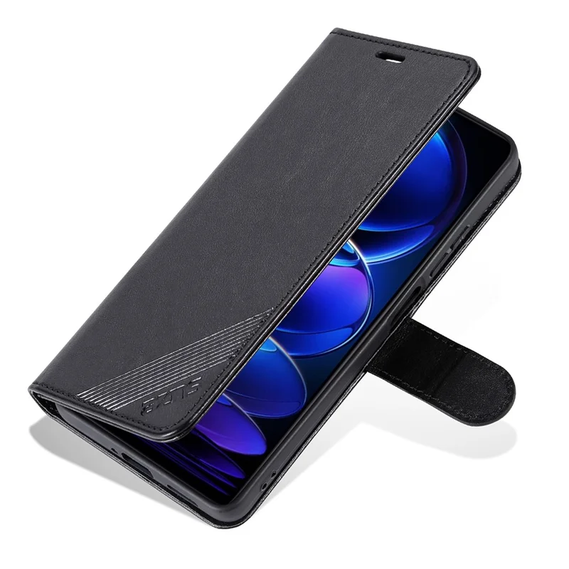AZNS for Xiaomi Redmi Note 12 5G (Global) / (India) / (China) / Poco X5 5G PU Leather Phone Case Wallet Stand Phone Cover - Black