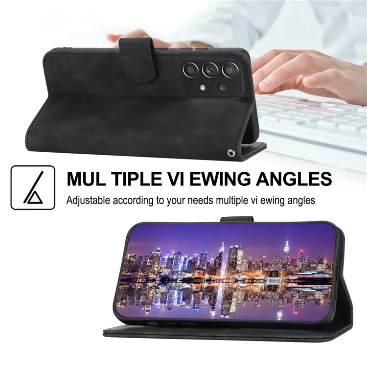 Кожаный кошелек-чехол DIERFENG DF-03 PU для Samsung Galaxy A52 4G / 5G / A52s 5G, откидная подставка с тиснением - черный