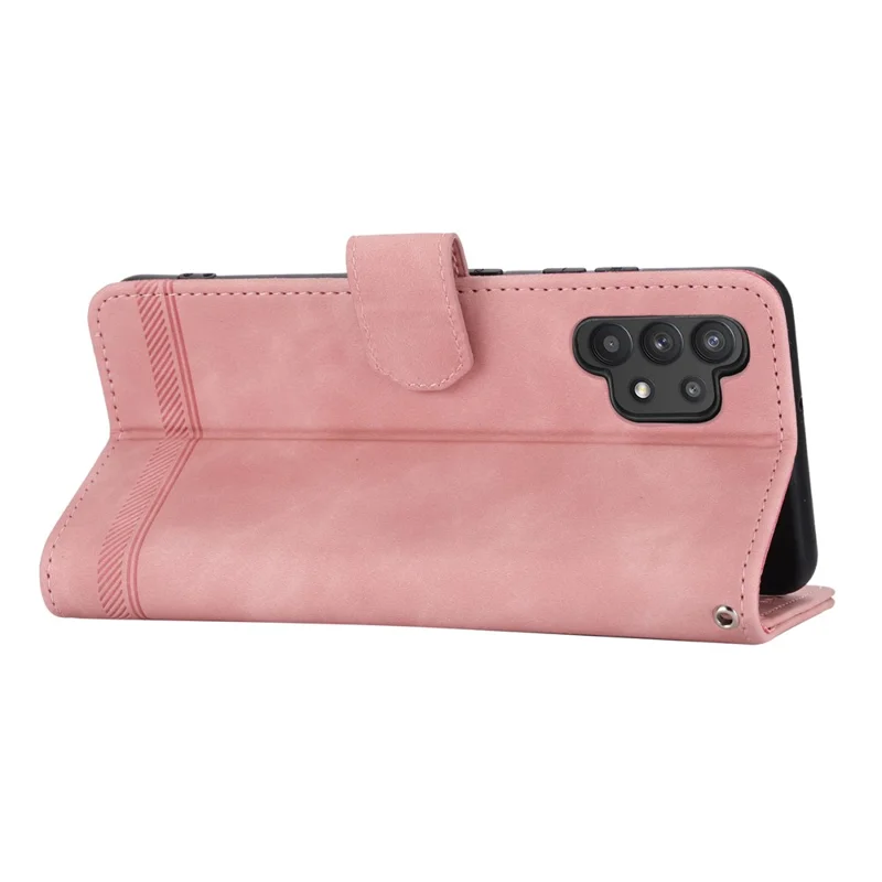 DIERFENG DF-03 PU-Leder-Telefonhülle für Samsung Galaxy A32 4G (EU-Version), Standbrieftasche mit geprägten Linien - Pink