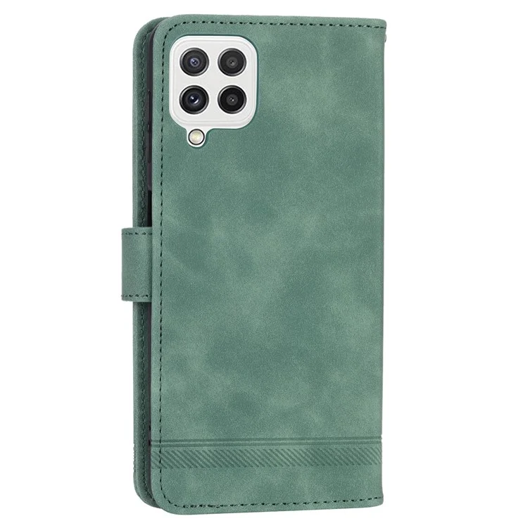DIERFENG DF-03 Handyhülle für Samsung Galaxy A22 4G (EU Version), Standfunktion Wallet Lines Bedrucktes Leder-Cover - Grün
