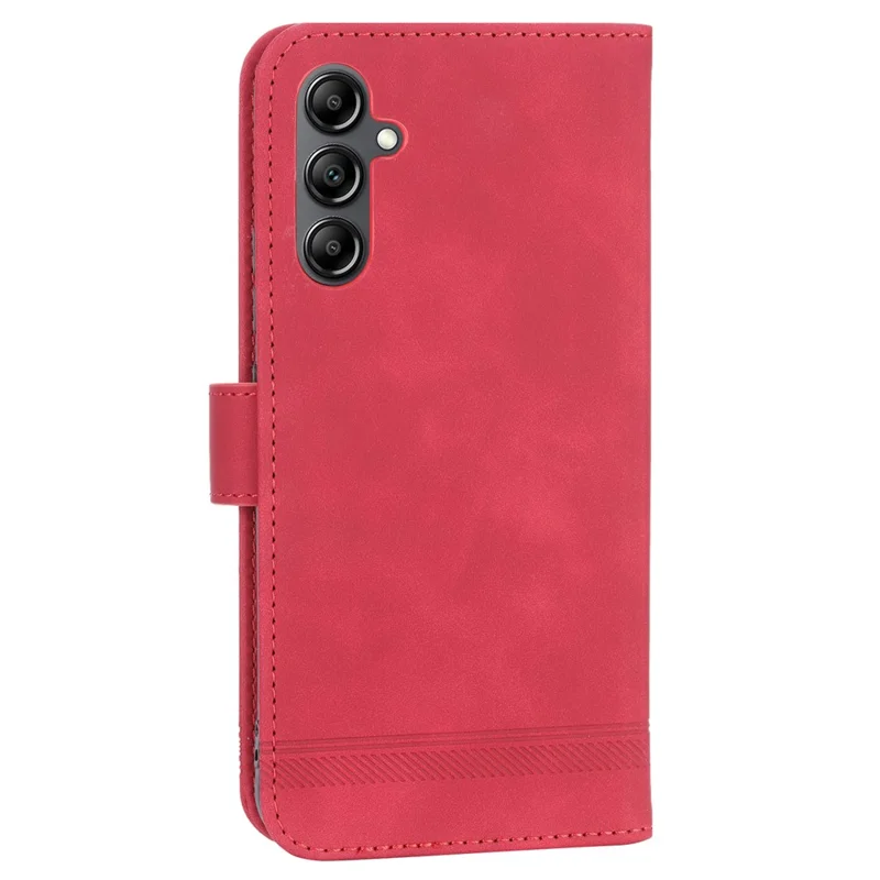 DIERFENG DF-03 Wallet Leather Case for Samsung Galaxy A34 5G, Lines Imprinted Stand Cell Phone Cover - Red