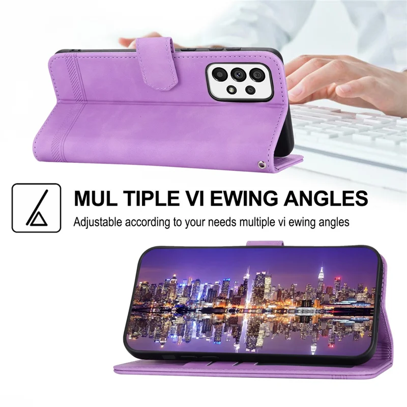 DIERFENG DF-03 Чехол для телефона Samsung Galaxy A73 5G, с нанесенным рисунком, откидной держатель, кожаный чехол - пурпурный