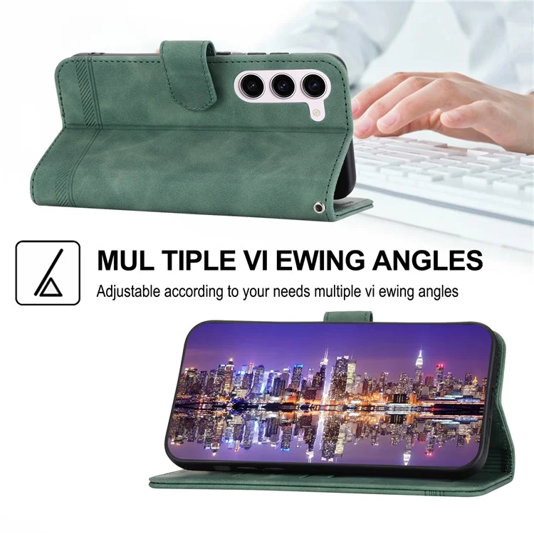 DIERFENG DF-03 PU Leather Stand Phone Case для Samsung Galaxy S23, кожаный кошелек с узором - Зеленый