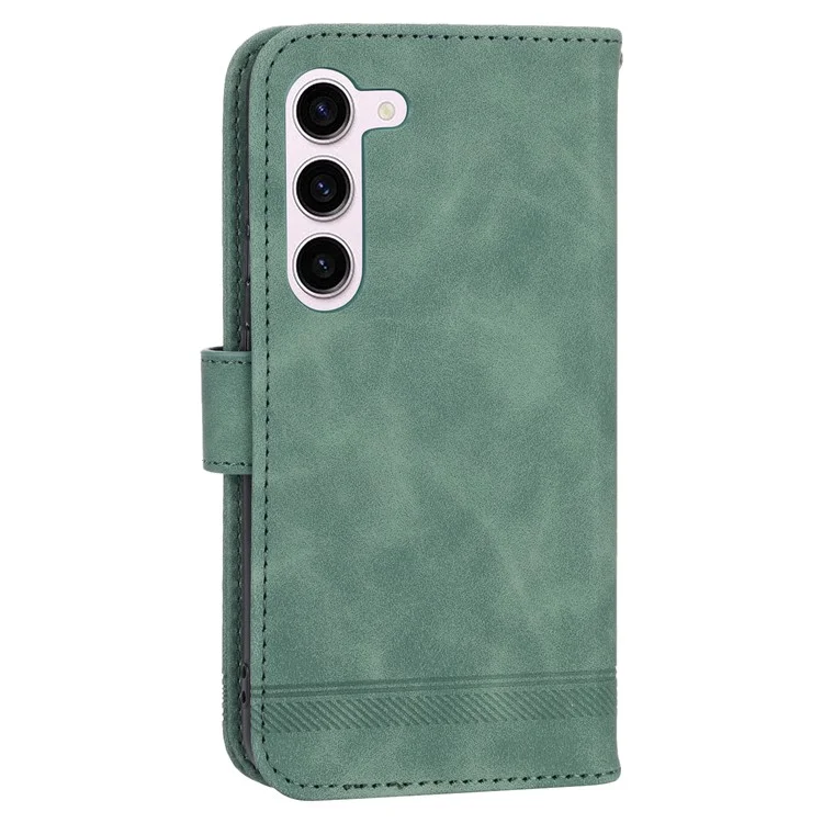 DIERFENG DF-03 PU Leather Stand Phone Case для Samsung Galaxy S23, кожаный кошелек с узором - Зеленый