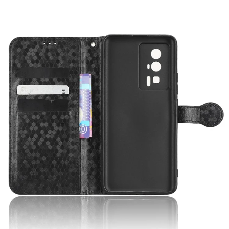 Custodia protettiva per telefono per Xiaomi Poco F5 Pro 5G / Redmi K60 Pro 5G / K60 5G Custodia in pelle PU con supporto e portafoglio con motivo a pois impresso - Nero