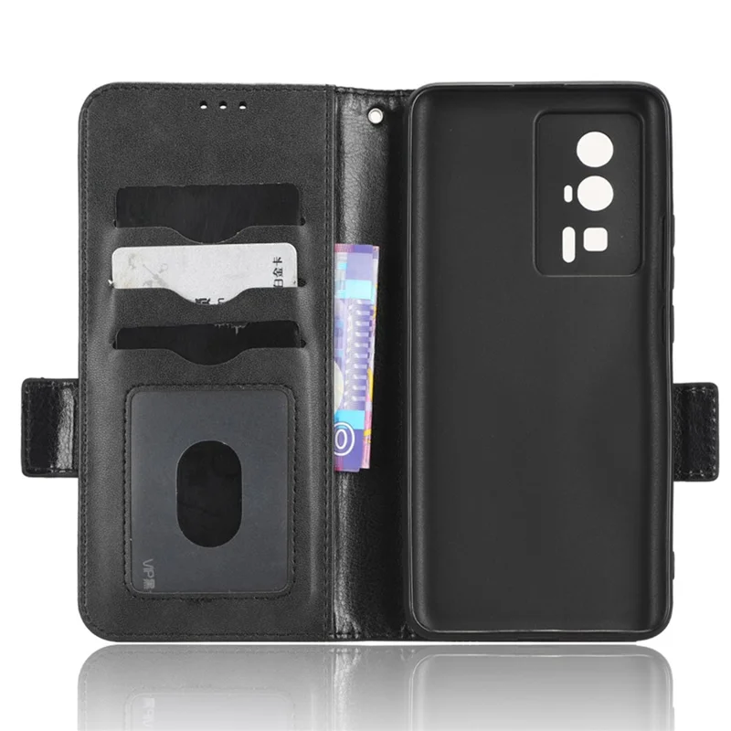 Anti-fall Phone Case for Xiaomi Poco F5 Pro 5G / Redmi K60 Pro 5G / K60 5G PU Leather Phone Cover Stand Wallet with Dot Pattern Imprinted - Black