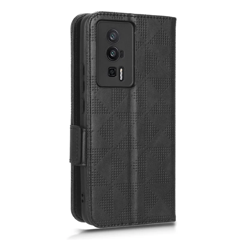 Anti-fall Phone Case for Xiaomi Poco F5 Pro 5G / Redmi K60 Pro 5G / K60 5G PU Leather Phone Cover Stand Wallet with Dot Pattern Imprinted - Black