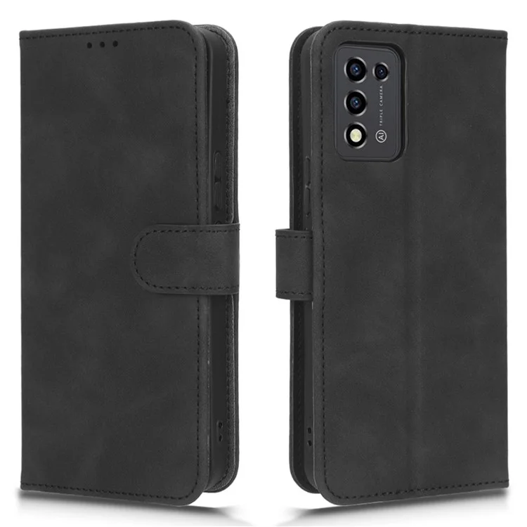PU Leather Phone Case For ZTE Libero 5G III, Skin-friendly Shockproof Protective Flip Cell Phone Cover Wallet Stand - Black