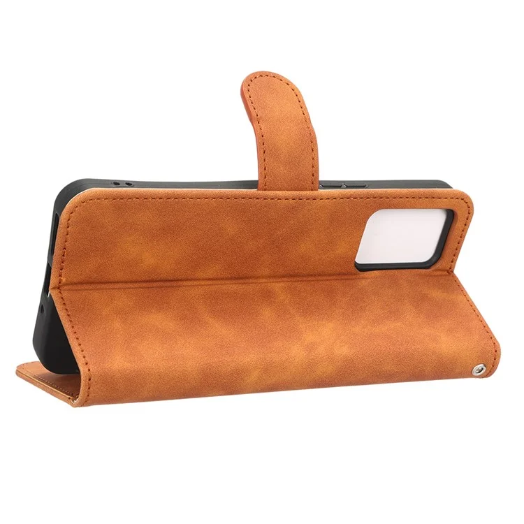 PU Leather Phone Case For ZTE Libero 5G III, Skin-friendly Shockproof Protective Flip Cell Phone Cover Wallet Stand - Brown