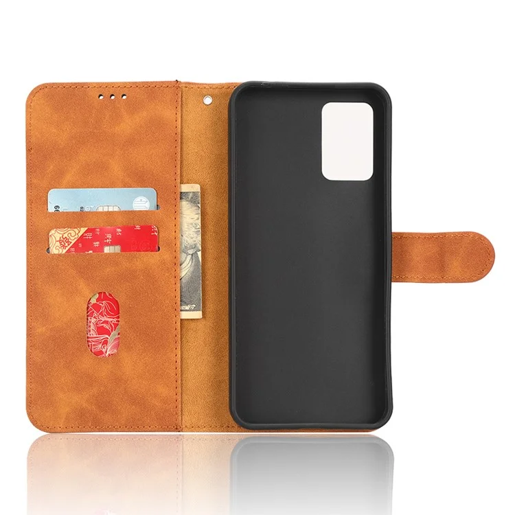 PU Leather Phone Case For ZTE Libero 5G III, Skin-friendly Shockproof Protective Flip Cell Phone Cover Wallet Stand - Brown