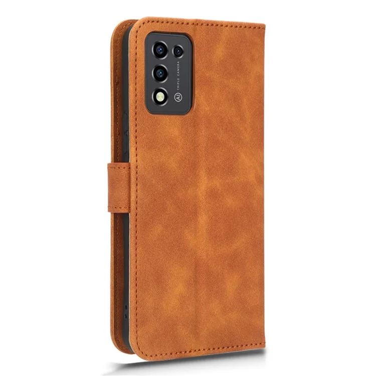 PU Leather Phone Case For ZTE Libero 5G III, Skin-friendly Shockproof Protective Flip Cell Phone Cover Wallet Stand - Brown