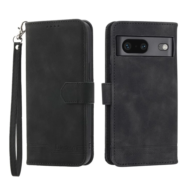 DIERFENG for Google Pixel 7 5G Shockproof Phone Case DF-03 Flip Leather Cell Phone Cover Stand Wallet - Black