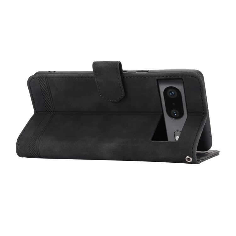DIERFENG for Google Pixel 7 5G Shockproof Phone Case DF-03 Flip Leather Cell Phone Cover Stand Wallet - Black