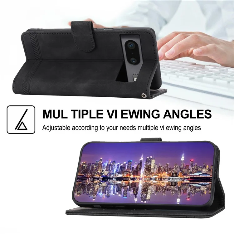 DIERFENG for Google Pixel 7 5G Shockproof Phone Case DF-03 Flip Leather Cell Phone Cover Stand Wallet - Black