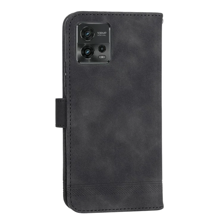 DIERFENG DF-03 Кожаный чехол-книжка для телефона Motorola Moto G72 4G, с линиями, ударопрочный - черный