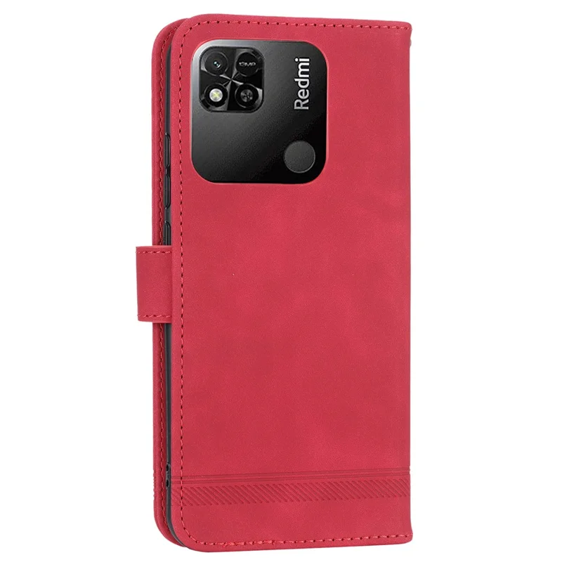 DIERFENG DF-03 Étui en cuir PU pour Xiaomi Redmi 10A, motifs imprimés anti-chute, support de téléphone portefeuille - Rouge
