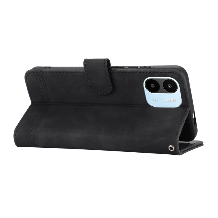 DIERFENG DF-03 Cell Phone Wallet Case per Xiaomi Redmi A1 4G / A2 4G, Custodia in Pelle PU con Supporto - Nero