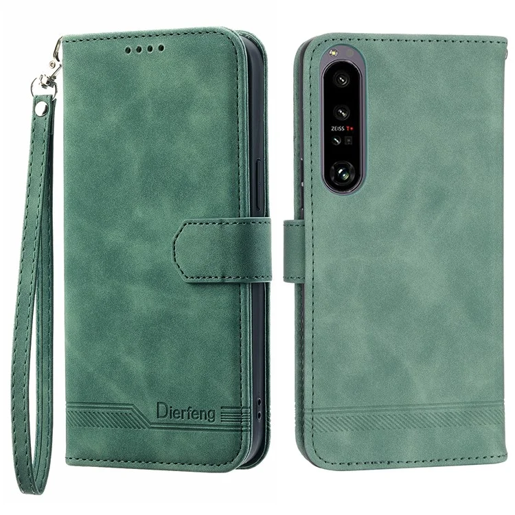 DIERFENG DF-03 Handyhülle für Sony Xperia 1 IV 5G, bedrucktes PU-Leder Wallet-Ständer-Hülle - Grün