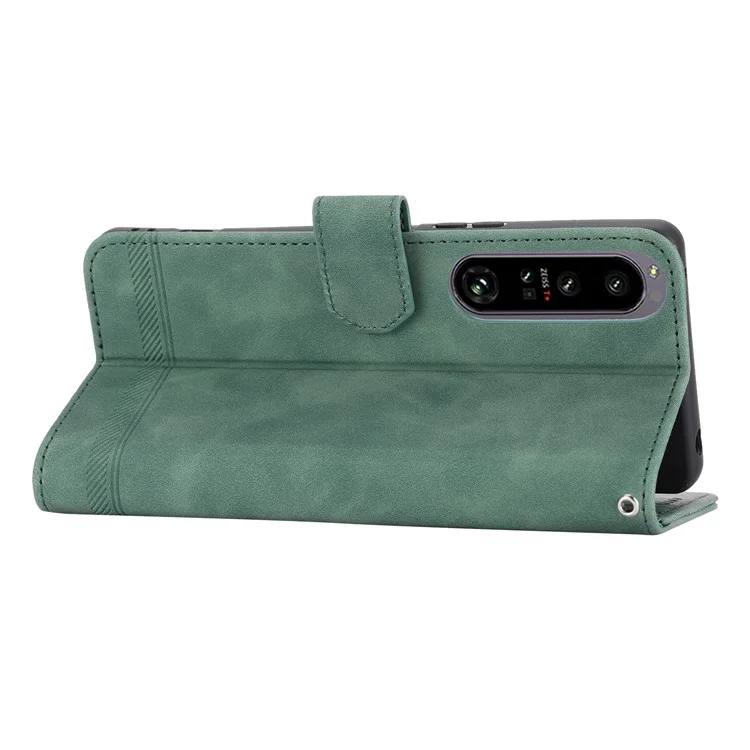 DIERFENG DF-03 Handyhülle für Sony Xperia 1 IV 5G, bedrucktes PU-Leder Wallet-Ständer-Hülle - Grün