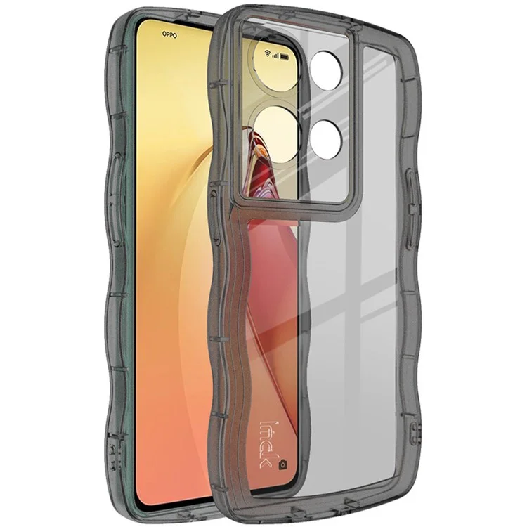 Etui de téléphone IMAK UX-8 Series pour Oppo Reno8 Pro 5G (Version mondiale) / Reno8 Pro+ (Chine) 5G, étui de téléphone cellulaire en TPU à bord ondulé - Noir transparent