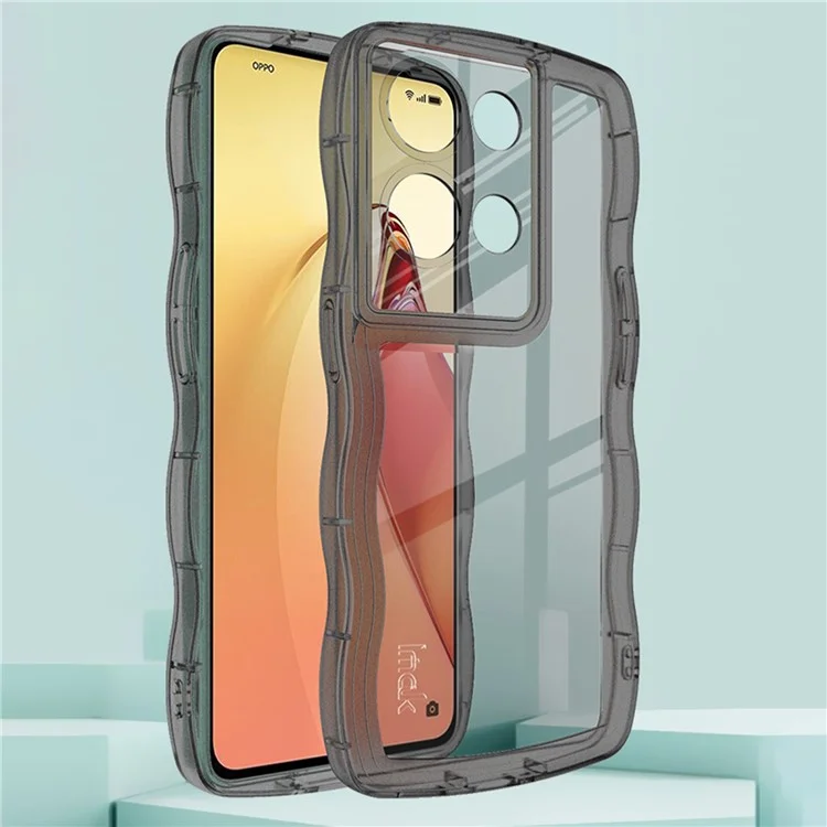 Etui de téléphone IMAK UX-8 Series pour Oppo Reno8 Pro 5G (Version mondiale) / Reno8 Pro+ (Chine) 5G, étui de téléphone cellulaire en TPU à bord ondulé - Noir transparent