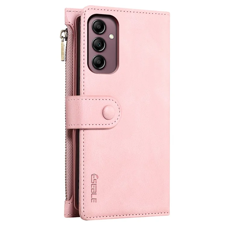 ESEBLE Star Series Phone Stand Case per Samsung Galaxy A14 5G / A14 4G Custodia Portafoglio in Pelle con Cerniera e Cinturino da Polso - Rosa Oro