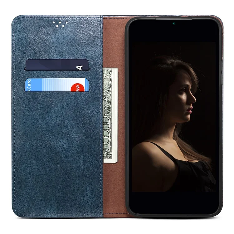 Phone Leather Case for OnePlus 11R 5G / Ace 2 5G , Waxy Crazy Horse Texture Stand Wallet Cell Phone Cover - Blue