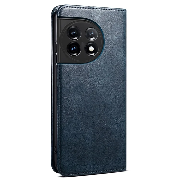 Phone Leather Case for OnePlus 11R 5G / Ace 2 5G , Waxy Crazy Horse Texture Stand Wallet Cell Phone Cover - Blue