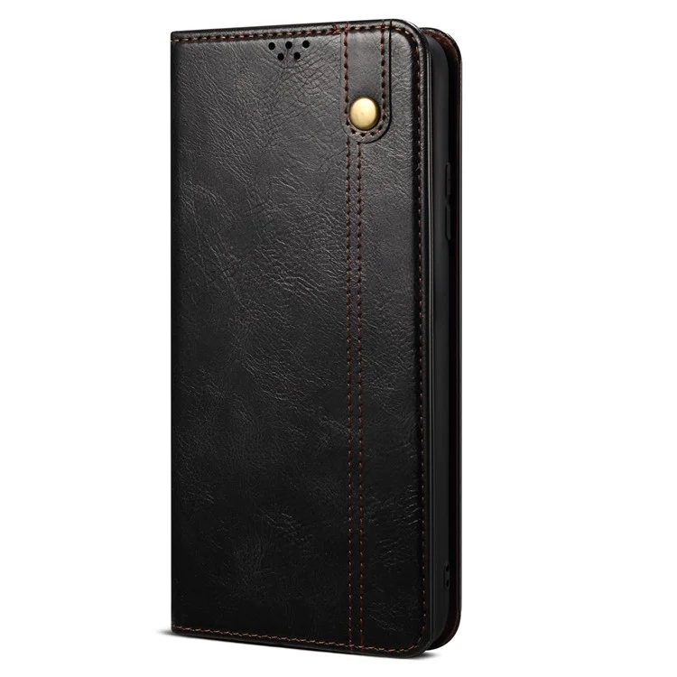 Für Samsung Galaxy A54 5G PU-Leder-Handyhülle, Wallet-Case, Wachsiges Crazy-Horse-Textur, Standfunktion, Handyhülle - Schwarz