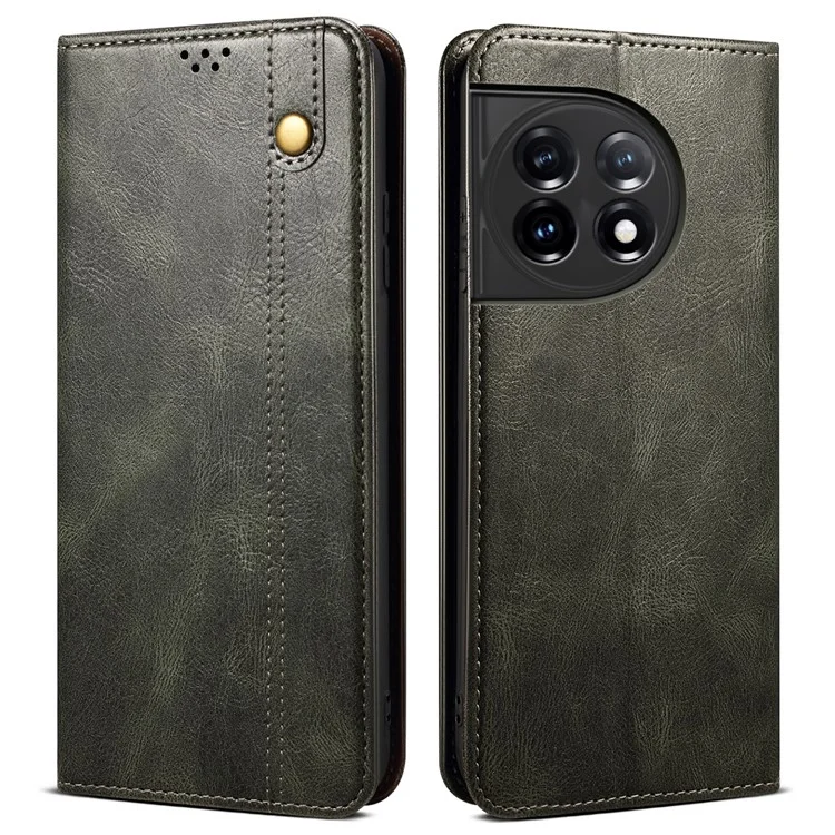 Telefon-Brieftasche-Hülle für OnePlus Ace 2 5G / 11R 5G, wachsige Crazy Horse Textur PU-Leder Telefon-Ständer-Abdeckung - Grün