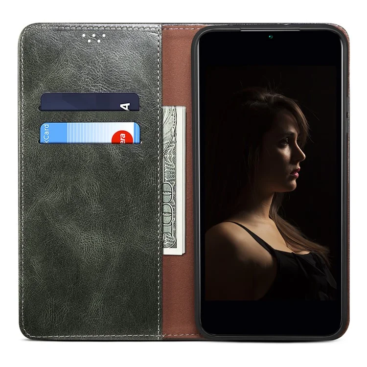 Telefon-Brieftasche-Hülle für OnePlus Ace 2 5G / 11R 5G, wachsige Crazy Horse Textur PU-Leder Telefon-Ständer-Abdeckung - Grün