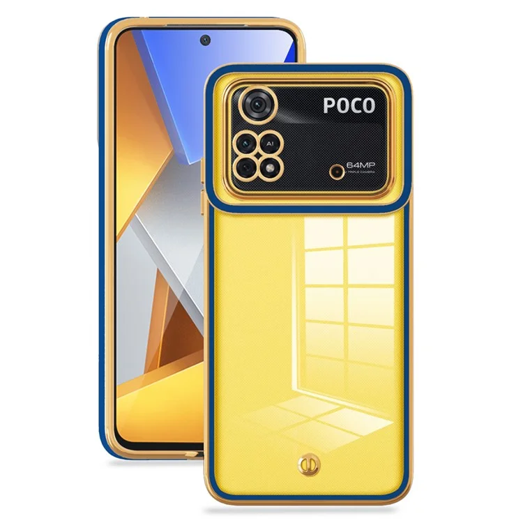 TPU Phone Cover for Xiaomi Poco M4 Pro 4G, Electroplating Anti-drop Phone Case - Blue