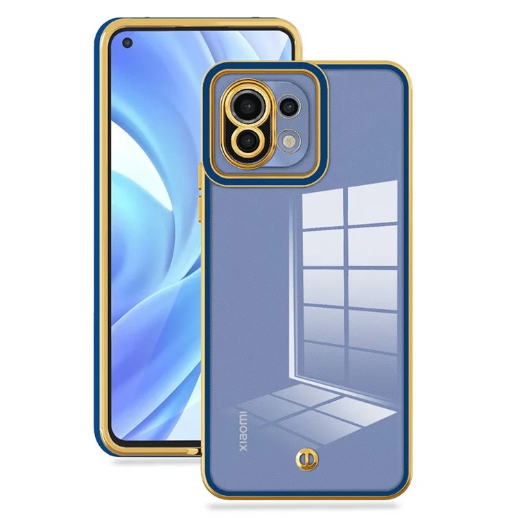 Для Xiaomi Mi 11 Lite 4G / 5G / 11 Lite 5G NE Electroplating Phone Case Scratch-resistant TPU Phone Back Cover - Blue