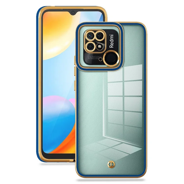 For Xiaomi Redmi 10C 4G Electroplating Design Non-slip Anti-fall Phone Case Flexible TPU Protective Back Cover - Blue