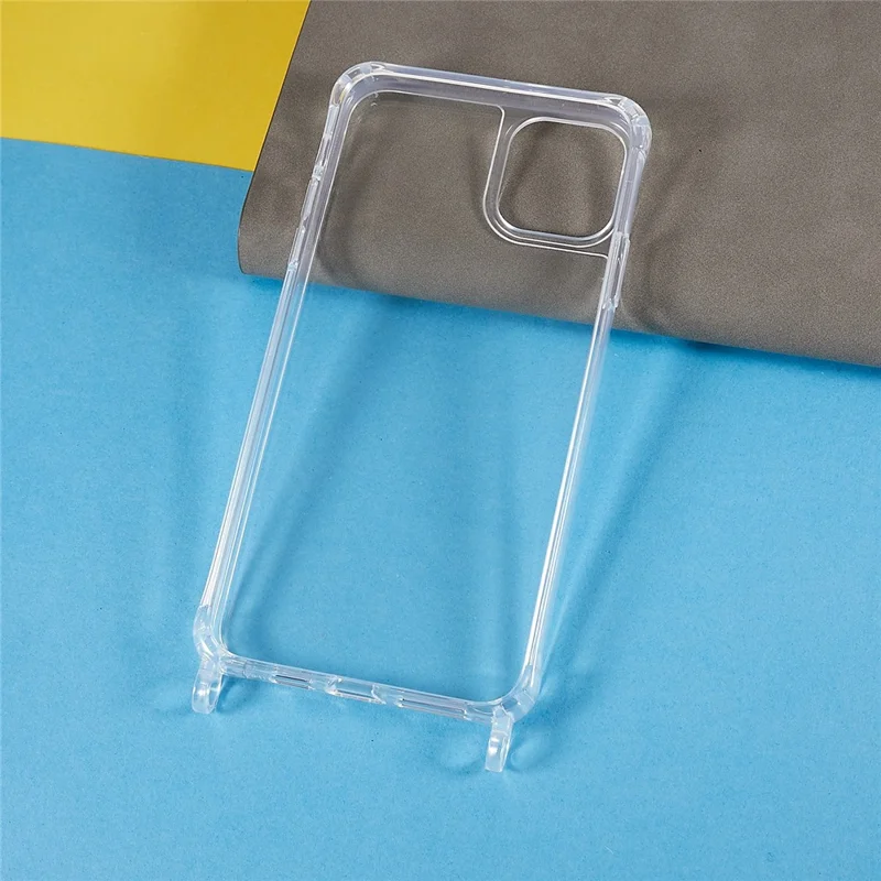 Coque de protection en TPU + acrylique pour iPhone 11 Pro 5,8 pouces, étui de téléphone transparent avec dragonne réglable - Noir