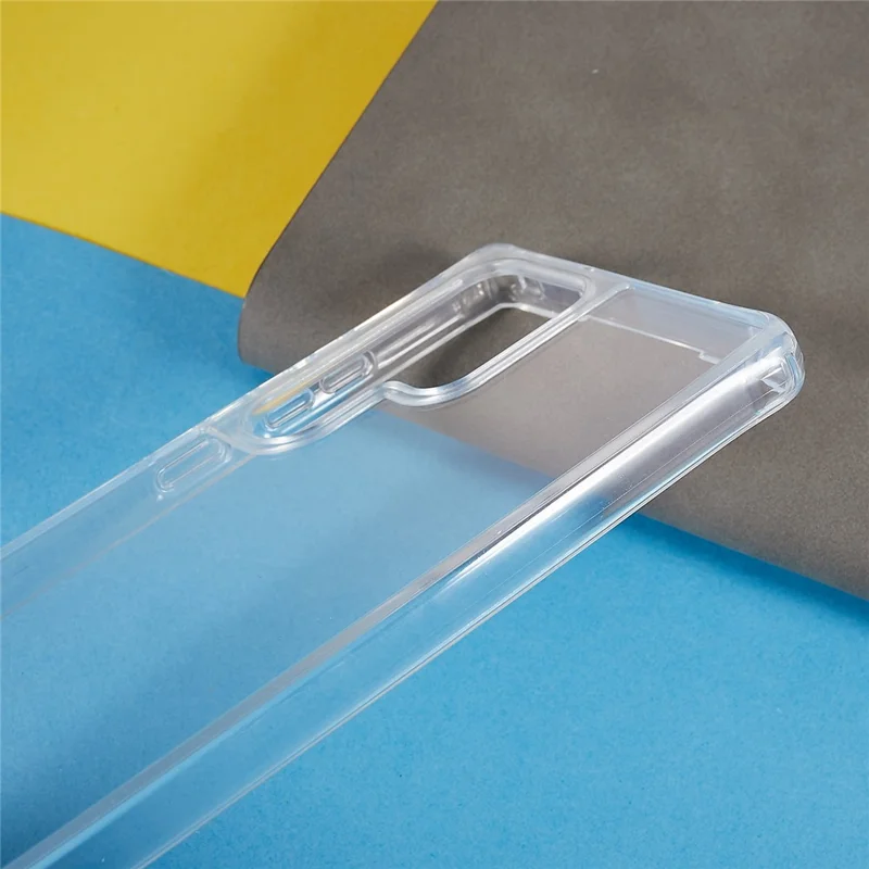 For Samsung Galaxy S23 Ultra TPU+Acrylic Phone Drop-proof Cover Clear Anti-scratch Case with Long Lanyard - Black