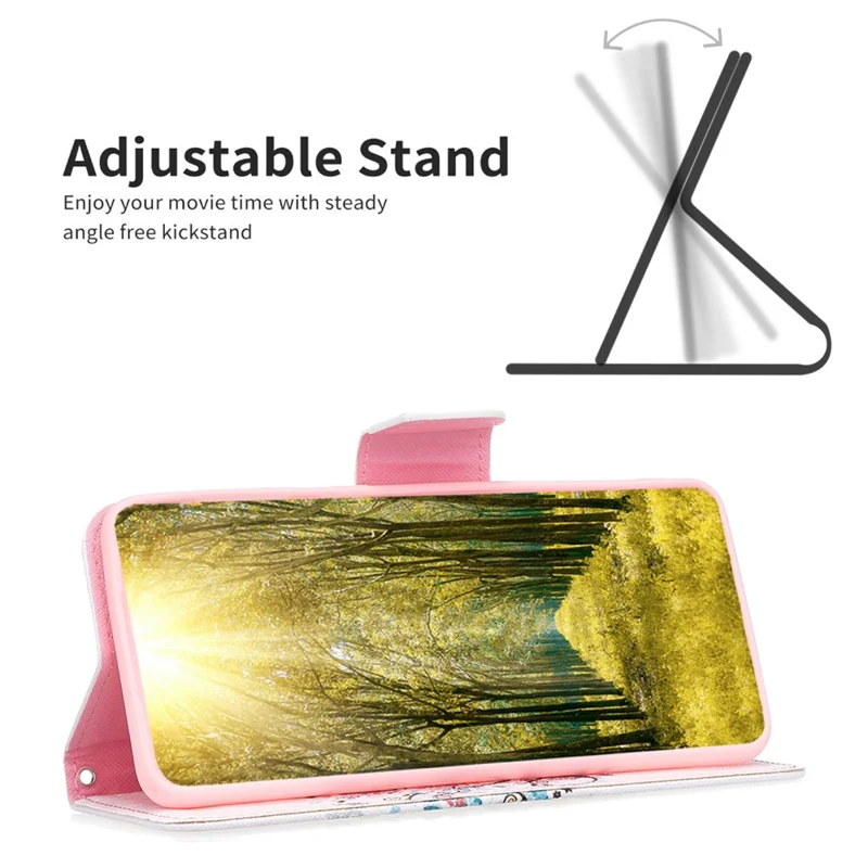For Motorola Moto G73 5G Phone Case Pattern Printing PU Leather Wallet Stand Cover -  Flower Tree