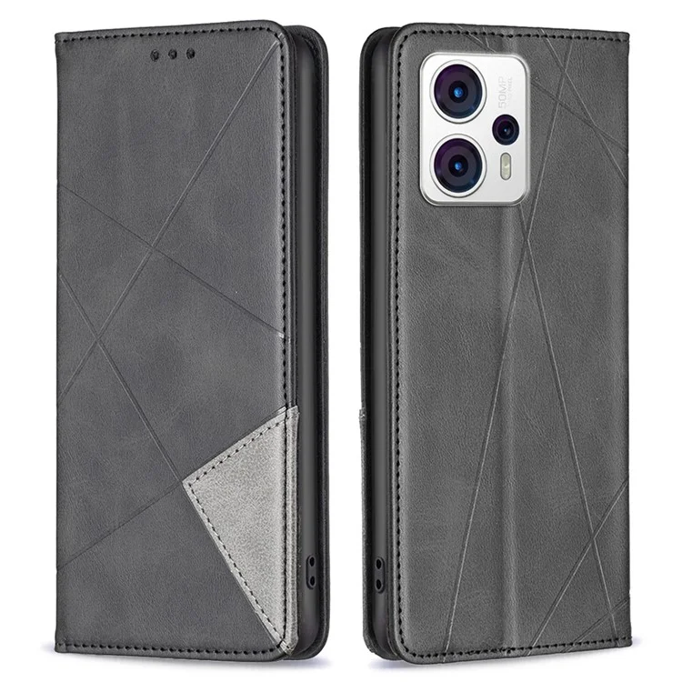 Anti-Kratzer-Handyhülle mit Kartenfach für Motorola Moto G13 4G / G23 4G / G53 5G, BF bedruckte Muster-Serie-1 Leder Ständer Anti-Drop Cover - Schwarz