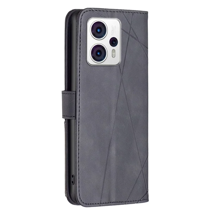 BINFEN COLOR para Motorola Moto G13 4G / G23 4G / G53 5G Funda de teléfono a prueba de golpes BF Imprinted Pattern Series-2 Style 05 Funda de billetera de cuero con soporte - Negro
