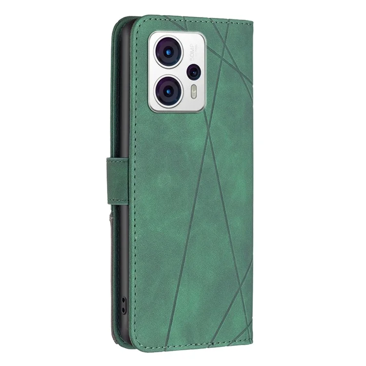 BINFEN COLOR para Motorola Moto G13 4G / G23 4G / G53 5G Funda de teléfono resistente a golpes BF con patrón estampado-Estilo 05 Funda de billetera de piel con soporte - Verde