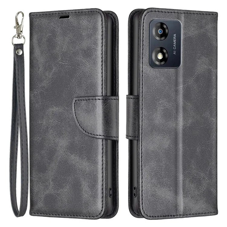 Funda de teléfono móvil de la serie BF Leather-4 para Motorola Moto E13 4G, Flip Stand Funda de billetera de cuero con protección completa - Negro