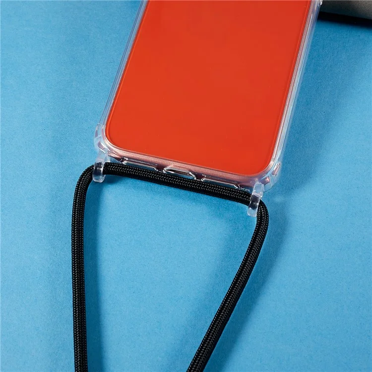 Back Case per iPhone XR 6.1 pollici, Protezione da Caduta Chiara TPU+Custodia Telefonica in Acrilico con Cordino - Nero