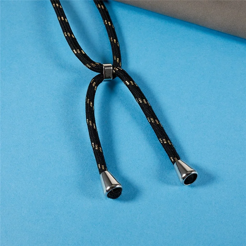 Clear Back Case for iPhone 13 / 14, TPU+Acrylic Shock-absorbing Phone Cover with Lanyard - Black  /  Gold