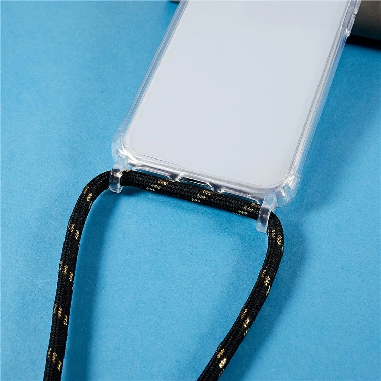 Coque arrière pour iPhone 7 / 8 / SE (2020) / SE (2022), protection anti-chute Coque de téléphone en TPU+acrylique transparent avec cordon - Noir / Or